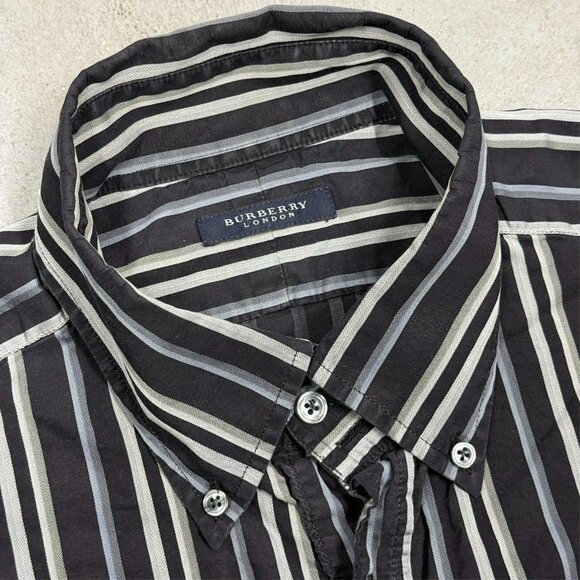 Burberry London Dress Shirt Made in UK Striped Long Sleeve 43 17 XL - Picture 6 of 10